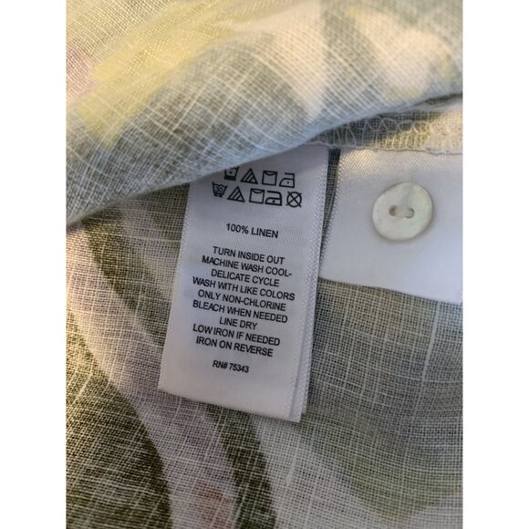 Tahari Floral Linen Sleeveless Coastal Grandma Blouse Size M Lightweight - Picture 7 of 7